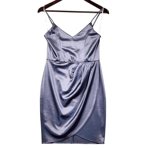 Lulus “Forever Your Girl” Satin Bodycon Dress Women’s SZ SM Blue Cocktail USA - Picture 2 of 15